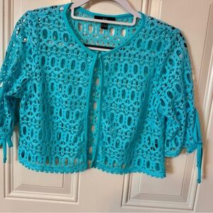 R&K Women's Turquoise Crochet Blouse